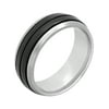 Men's Two-Tone Titanium Striped Wedding Band - Mens Ring