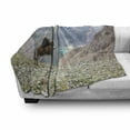 thumbnail image 3 of Donkey Soft Flannel Fleece Blanket, Animal with Traditional Harness Carrying a Sheep Wild Mountain Area and Lake Scenery, Cozy Plush for Indoor and Outdoor Use, 50" x 70", Multicolor, by Ambesonne, 3 of 6