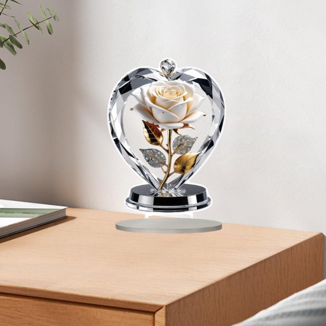 Flor 2D acrílico Ornamento de flor de la flor de arte visualización de escritorio con centro de mesa de base para estantería, decoración del Estilo a