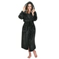 thumbnail image 4 of Women Hooded Fluffy Long Robes Warm Plush Sherpa Lined Hood Fleece Bathrobe with Pocket, 4 of 8