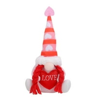 Valentine's Day Decorations Set - Plush Swedish Tomte Figurines with Heart Hat for Home Table, Mantel, Tiered Tray, Shelf Decor & Sweet Valentine's Day Gifts