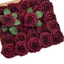 50pcs Burnt Orange Artificial Rose Flowers, Real Touch Foam Rose Bulk With Stem, Terracotta Fake Roses For Wedding Bouquets Bridal Shower (M)