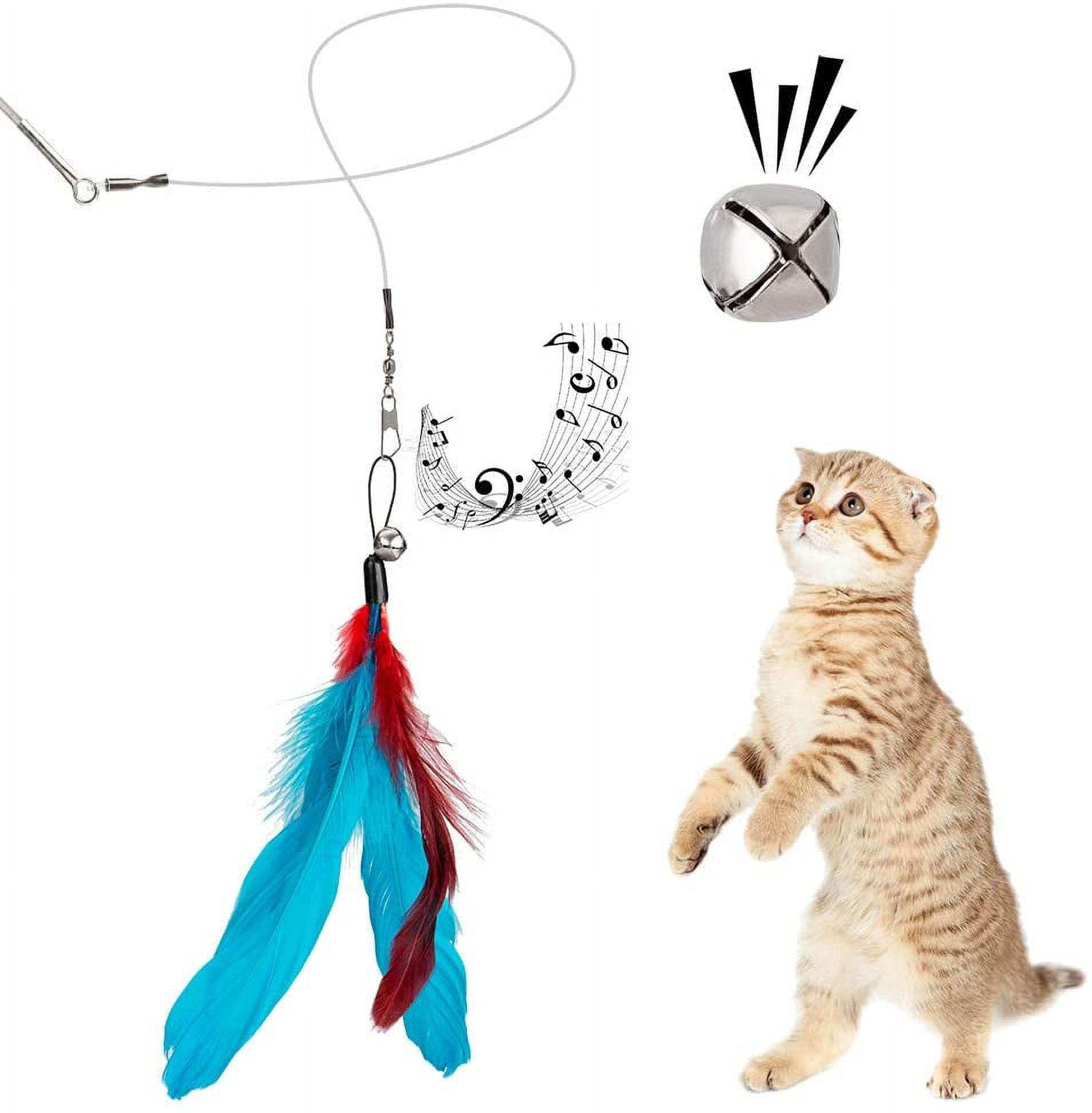 JIARON 6 PCS Interactive Cat Feather Toys, Indoor Hanging Retractable Cat Toy, Self Play Toys Make Fun Excecise