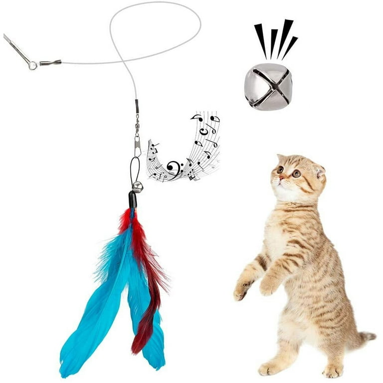 Cat Feather Toy, 2PCS Retractable Cat Wand Toys and 10PCS
