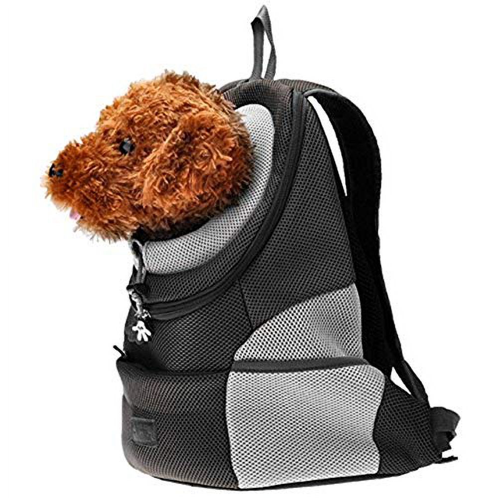Mogoko Cat Dog Backpack Carrier, Puppy Pet Front Pack with Breathable Head Out Design and Double Mesh Padded Shoulder for Outdoor Travel Hiking (M, Black) - image 2 of 2