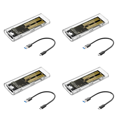 thumbnail image 1 of 4X M2 SSD Case M.2 NVME SSD Enclosure Portable USB3.1 Type-C SSD Transparent Hard Disk Case 5Gbps for PC,4 x M2 SSD Enclosure 4 x Data Cable, 1 of 6