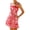 Pink, variant on Women's Printed Square Neck Midi Dress 100% Polyester Buttoned Pockets Zipper No Stretch Casual Everyday Wear Chic