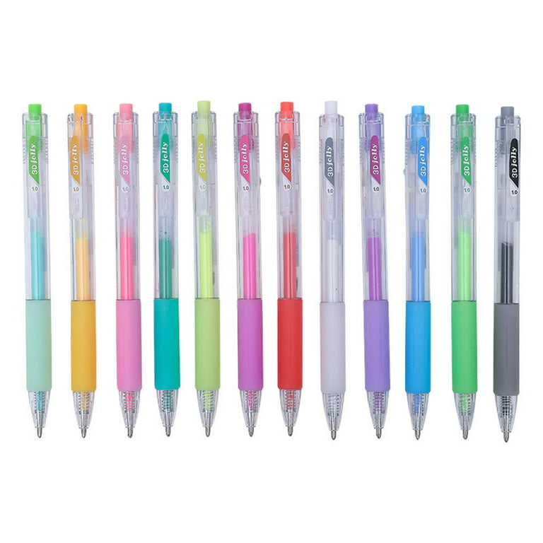 EJWQWQE 3D Jelly Pen,12 Colors 3D Three-Dimensional Jelly Pen 1.0mm  Painting Set Color Graffiti Marker Pen Press Hand Marker 10ml