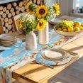 thumbnail image 4 of Nautical Coastal Round 15 Inch Placemats Set of 2, Summer Beach Shell Conch Starfish Blue HeatResistant Non Slip Place Mats for Dining Table, Wipeable Braided Kitchen Table Mats for Housewarming, 4 of 9