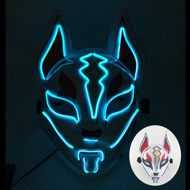 Máscara LED de Demon Slayer para fiesta de Halloween, Cosplay de zorro, utilería luminosa, Anime japonés, Demon Slayer, Sabito, Nezuko, Linda máscara