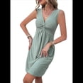 thumbnail image 3 of Vestido para Mujer con Escote en V, Sin Mangas, Diseño Torcido y Cintura Plisada en el Pecho Verde L, 3 of 9