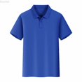 thumbnail image 5 of DuoJiaJ Womens Short Sleeve Top, Collared Button Down Solid Casual Work Tee Blue XXL, 5 of 5