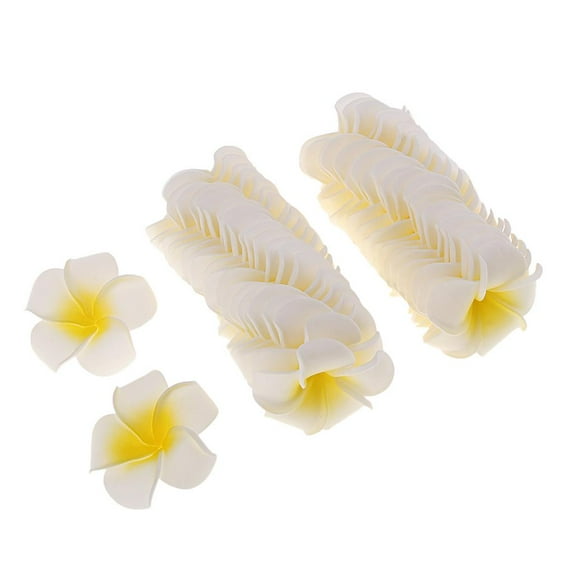 50Pcs White Foam Artificial Plumeria Flower Petals Hat Wreath Wedding Decoration - 5cm