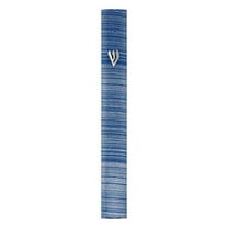 Aluminum Mezuzah Case with 3D Painted Shin Design Easy Peel and Stick Judaica Door Mezuza for Parchment Scroll (Blue/White, 5 Inches)