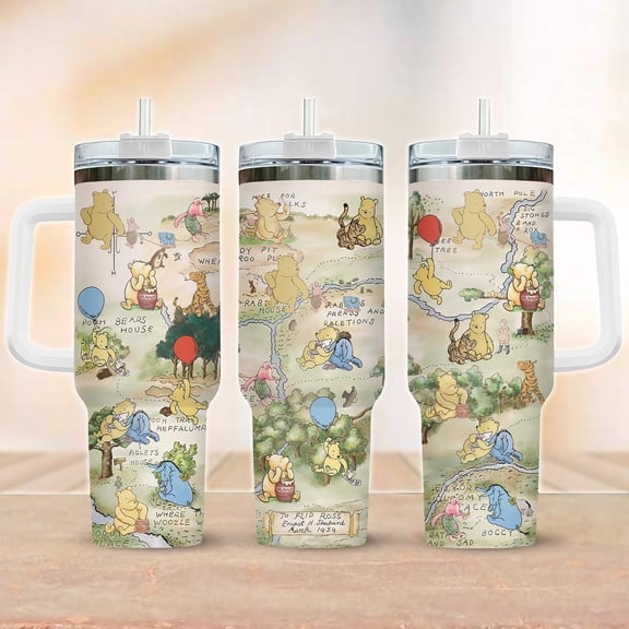 Vintage Winnie The Pooh Tumbler 40oz, Pooh And Friends Insulated Tumbler, Bear Tumbler