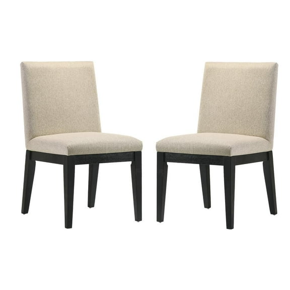 Jasper Set of 2 Beige Contemporary Fabric Dining Chair with Black Legs