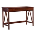 thumbnail image 1 of Linon Bureau Classique à un Tiroir en Bois de Pin Titien, Fini Brun Tabac Riche, 1 of 14