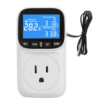 Digital Temperature Controller Socket Outlet Thermostat with Timer-Sensor Probe Heating Cooling Switch Backlight US Plug