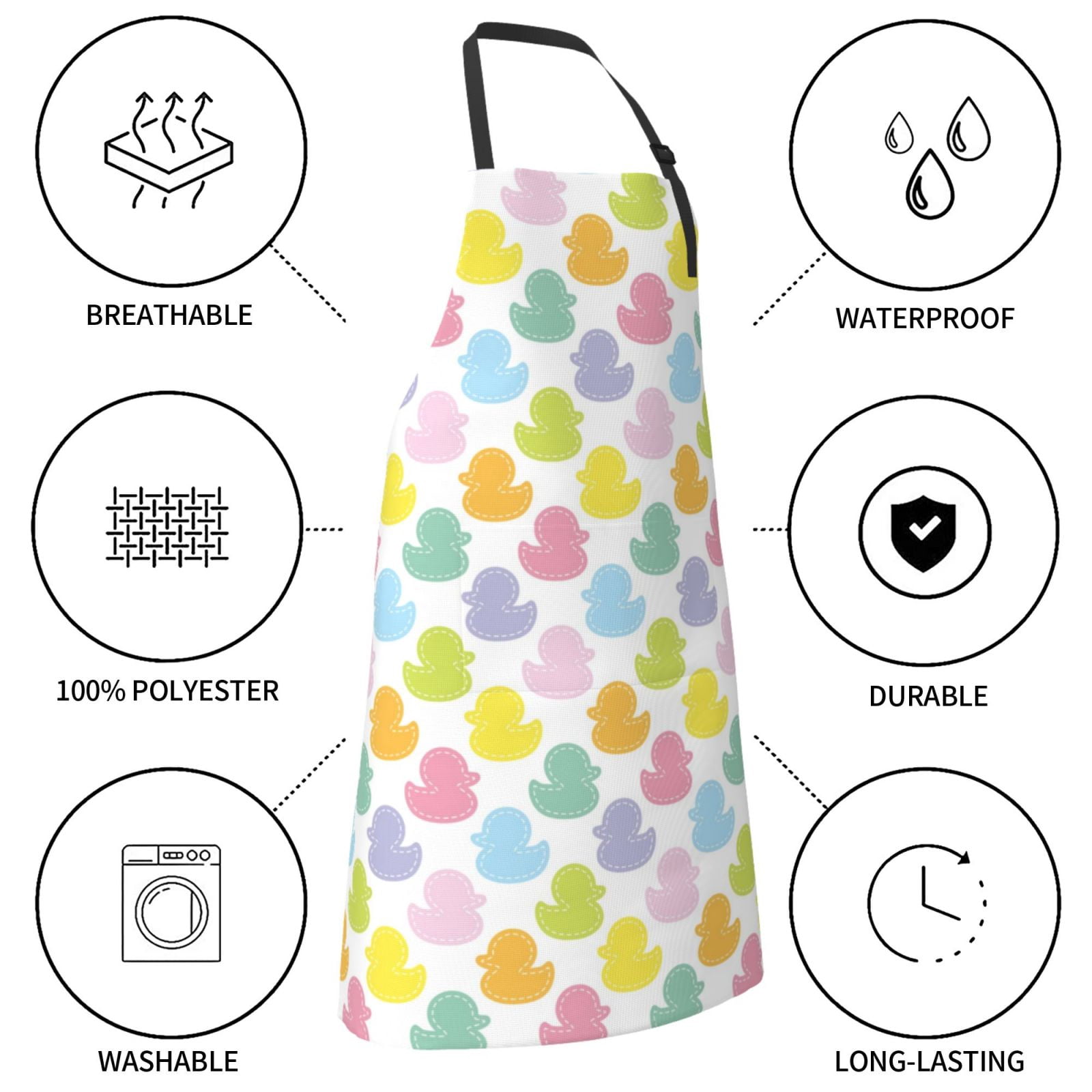 Kdxio Colorful Rubber Duck Apron with Pockets Adjustable Kitchen Aprons for Men Women Waterproof Aprons for Cooking,Drawing,Crafting, Baking Household Cleaning