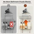 thumbnail image 5 of Aluminum Hanging Shower Caddy Over Head, Adjustable Anti-Slip Bathroom Shelves with Hooks, Rustproof Shower Organizer Storage Rack, Silver 3 Tier, 5 of 16