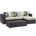 thumbnail image 2 of Modway Convene 3 Piece Outdoor Patio Sofa Set in Espresso Beige, 2 of 6