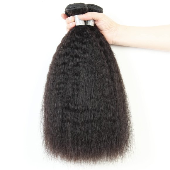 LINYINGYH 12a Paquets Lisses et Crépus Cheveux Humains Yaki Paquets Lisses Tissage Remy Cheveux 12 14 16 Pouces Cheveux Vierges Brésiliens Non Traités 3 Paquets Extensions Couleur Naturelle