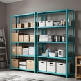 thumbnail image 5 of 5-Tier Metal Storage Rack - Home Shelving Unit with Adjustable Height,  for Garage, Kitchen, Office - 35" W x 12" D x 68" H Industrial Utility Shelf - Light Green, 5 of 9