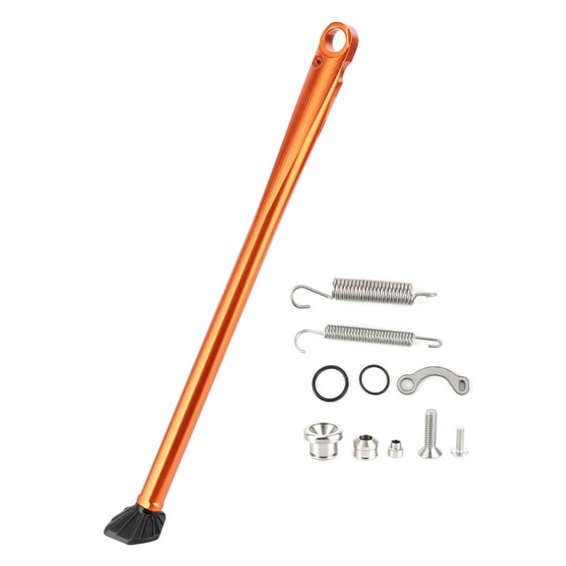 Soporte lateral de aleación de aluminio CNC con accesorio de resorte apto para Husaberg FE 501 FE 250 FE 390 (pie negro de varilla naranja) Jadeshay A
