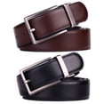 thumbnail image 2 of Beltox Fine Men's Dress Belt Black & Coffee Leather Reversible 1.25" Wide Rotated Buckle Gift Box for Men Waist 42, 2 of 8