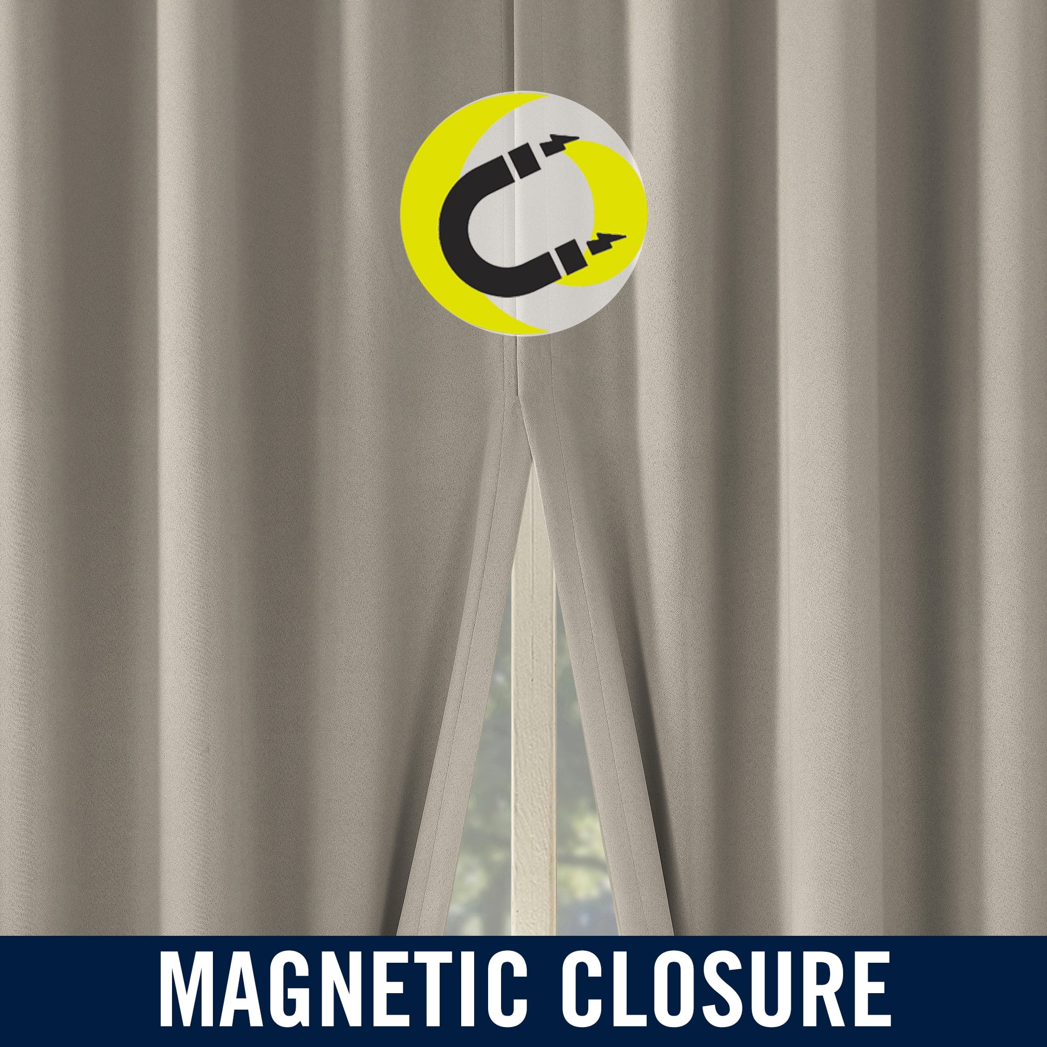 Sun Zero Graham 2-pack Magnetic Closure 100% Blackout Grommet Curtain Panel Pair, 40"W x 84"L, Stone