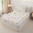 thumbnail image 2 of jejeloiu Kitten Paw Print Pattern Zipper Twin Comforter Sets with Fitted Sheet and 2 Pillowcases Kids,Beige Cute Pet Print Zipper Bedding Set,Reversible,4 Pieces, 2 of 7