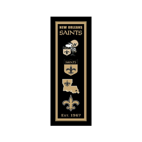 New Orleans Saints 12" x 36" Logo Heritage Framed Banner