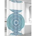 thumbnail image 4 of Turquoise Boho No Hook Shower Curtain Waterproof, Bathroom Curtains with Snap in Liners and See Through Top Window, Retro Ethnic Teal Geometric Aesthetic Hotel Style Bathtub Curtains Shower 36"Wx72"L, 4 of 8