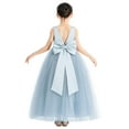 thumbnail image 2 of Ekidsbridal Girl Pageant Flower Girl Dress - V-Neck Satin with Elegant Pre-tied Bow 522-A (Size: 2-12), 2 of 6