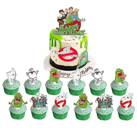 Ghostbusters Cake Topper Cupcake Set Party Supplies Decoration Birthday Decor Kit
