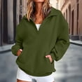 thumbnail image 4 of hoksml Women's Collared Sweatshirt, Half Button Long Sleeve Pullover Top with Pockets, Loose Fit Solid Color Casual, 4 of 8