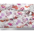 thumbnail image 3 of Soimoi Cotton Cambric Fabric Leaves,Starfish & Jellyfish Ocean Print Fabric by The Yard 56 Inch Wide, 3 of 3