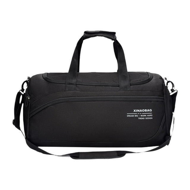 Bolsa de viaje para fines de semana, elegante bolsa multifuncional tipo duffel para gimnasio. Negro