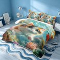 thumbnail image 3 of Erosebridal Cute Animal Bed Spread Queen, Ocean Kitten Queen Coverlet Set, Polka Dots Reversible 3pcs, 1 Quilt and 2 Pillowcases, 3 of 7