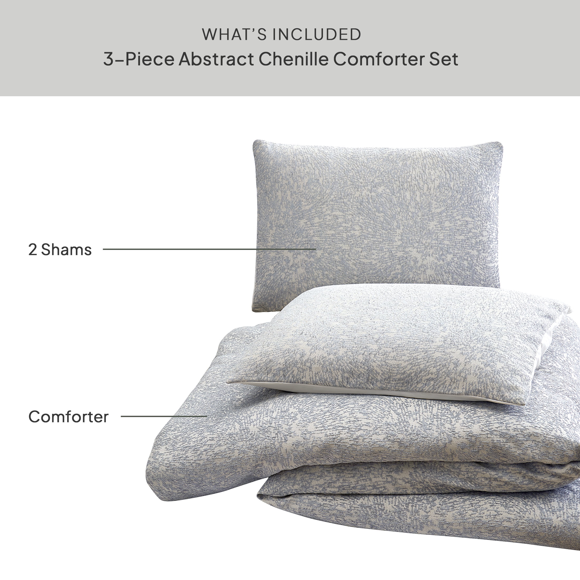 Better Homes & Gardens King Comforter Set, Heavy Weight Warmth, 3-Piece, Grey Chenille