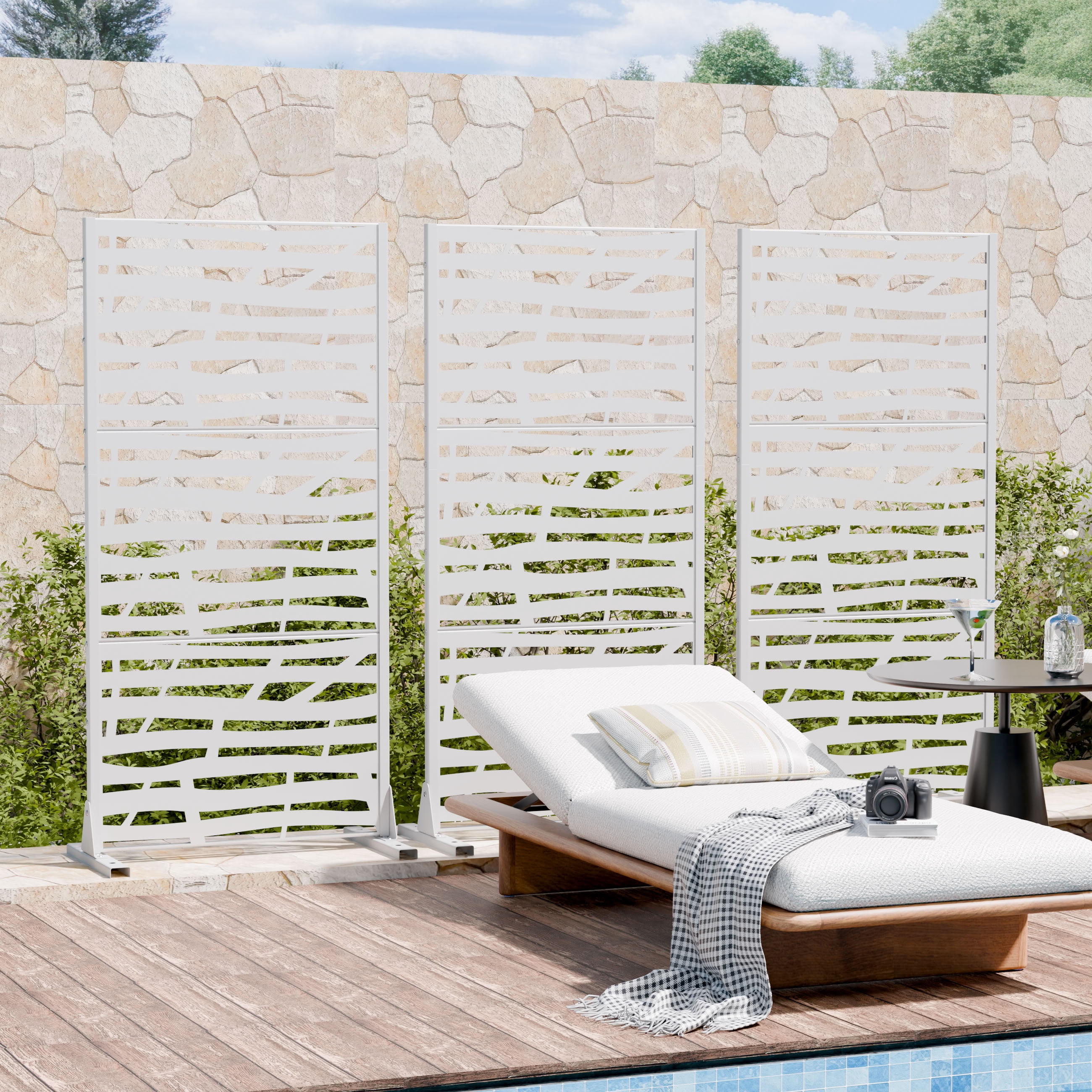 MAYEERTY 72*47in Outdoor Privacy Screen, Heavy Duty Metal Privacy Panel, Spa Area Privacy Divider for Patio, Balcony