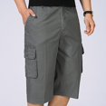 thumbnail image 5 of Men's Casual Twill Elastic Cargo Shorts Below Knee Loose Fit Multi-Pockets Capri Long Shorts, 5 of 7