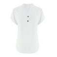 thumbnail image 4 of Summer Women Short Sleeve Tunic Blouse Going Out Women's Clothing V Neck Pullover T Shirts Cozy Womens Tops White, 4 of 8