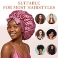 thumbnail image 6 of Livhil 3Pcs Silk Bonnets for Women Sleeping, Adjustable Satin Bonnet for Sleeping, Large Size Hair Bonnet for All Hair Types(Pink Black Gold), 6 of 7