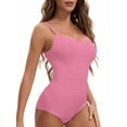 thumbnail image 4 of INSPIRE CHIC Womens'  V Neck Seamless Sleeveless Bodysuit Shapewear Tummy Control Briefs Body Shaper 3XL Pink, 4 of 5