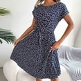 thumbnail image 5 of Fesfesfes Women Dress Casual Round Neck Printed Short Sleeve Dress Spring Bandage Dresses, 5 of 8