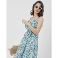thumbnail image 5 of Moomaya V Neck Sleeveless Printed Georgette Dress - Women's Summer Dress, 5 of 9