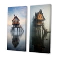 thumbnail image 3 of Designart "Misty Lake Day Wooden Pier to Lakehouse" Lakehouse Wall Art Set Of 2 - Lake House Blue Canvas Set For Living Room Decor, 3 of 6