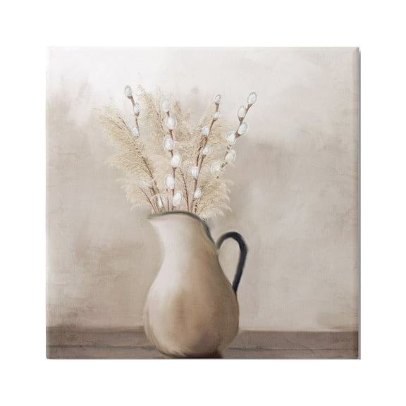 Stupell Industries Pussy Willow in Vase Botanical & Floral Painting Gallery Wrapped Canvas Art Print Wall Art, 17 x 17