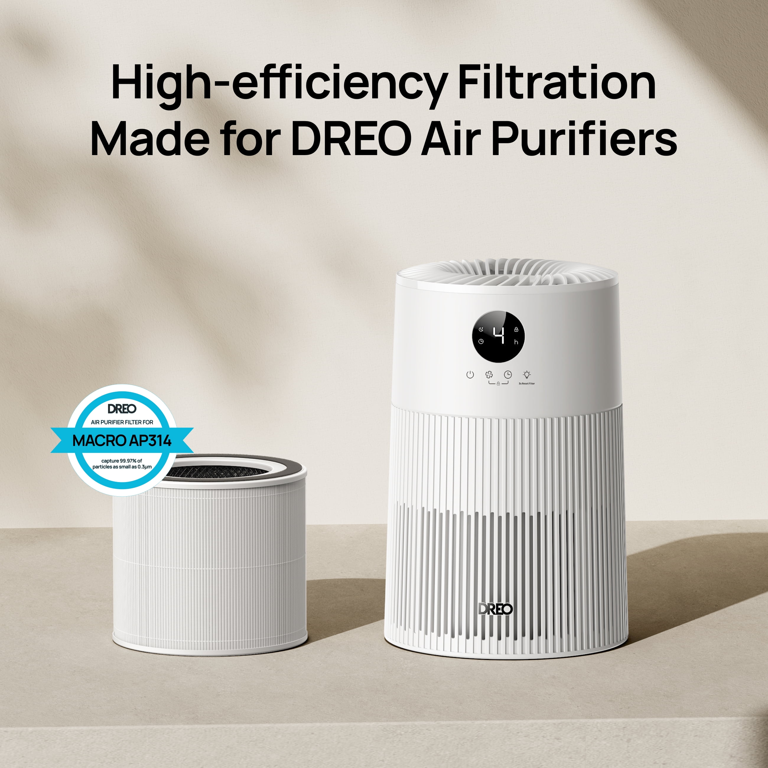 DREO Air Purifier Filter DR-HPA024 White HEPA Dust Filter Compatible with DR-HAP004 1 Pack